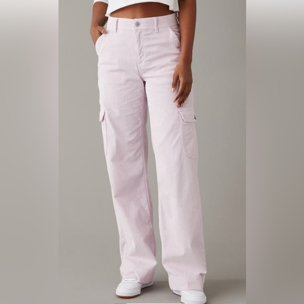 American Eagle Outfitters Light Pink Wide-Leg Cargo Pants